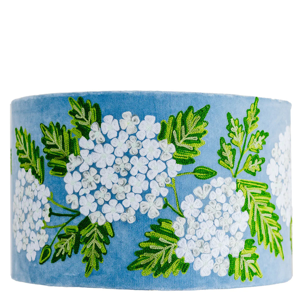 Lamp shade-embroidered-velvet-hydrangea