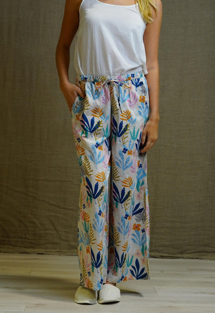 Leaf-print-elastic-waist-pocket-peter-alexander-loungewear-pants