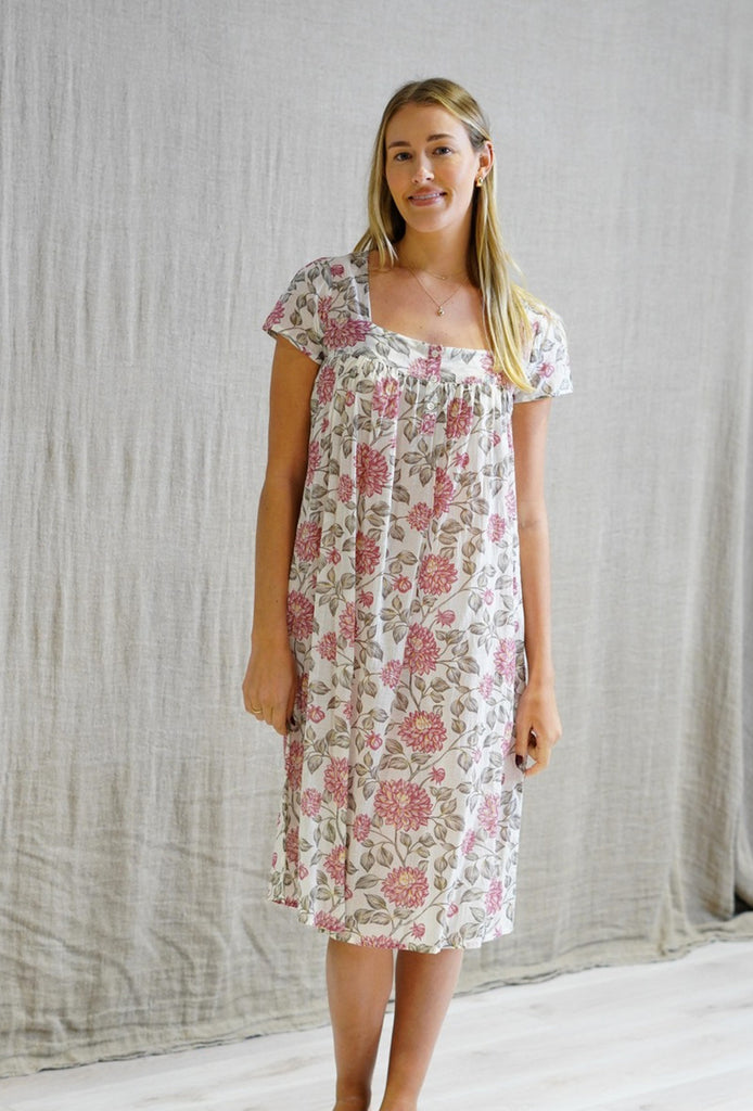 Nightie-sleepwear-cap-sleeve-buttons-peter-alexander-pink-floral-