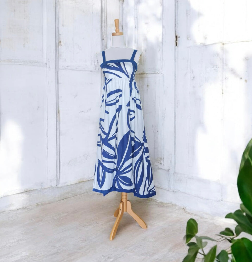 Navy-dress-shoulder straps-print-