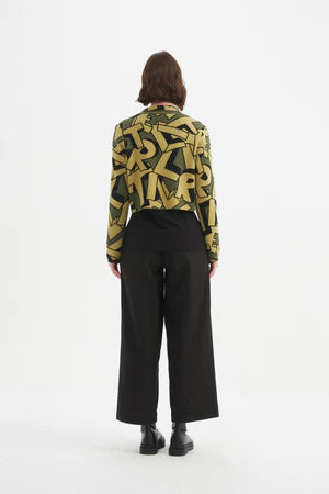 Knit cardigan with graphic letterblock detail
