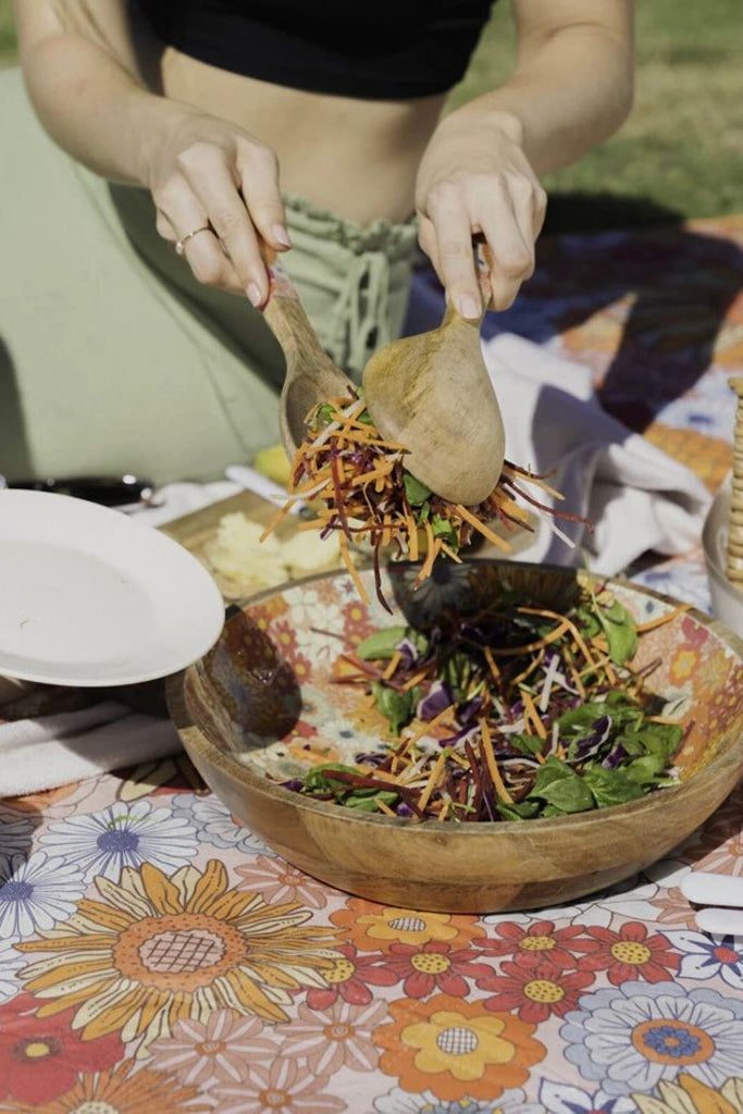 good-vibes-salad-bowl-retro-summer-wood-enamel-round-entertaining-picnic 