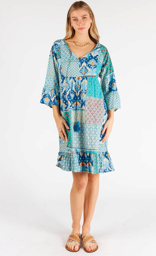 lulalife-maya-dress-blue-green-boho-tiered-sleeves-cotton-light-summer