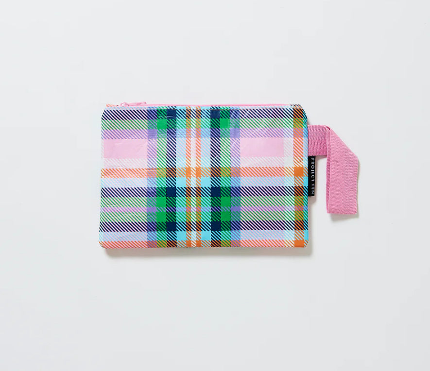 project-ten-plaid-zip-pouch-mini-multicoloured-pink-cosmetics-bag-coin-purse