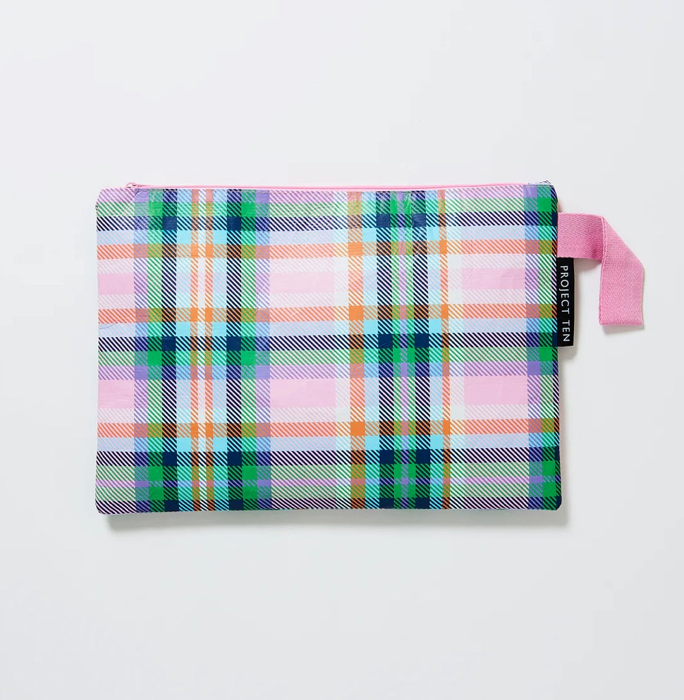 project-ten-plaid-zip-pouch-multicoloured-pencil-case-storage-bag