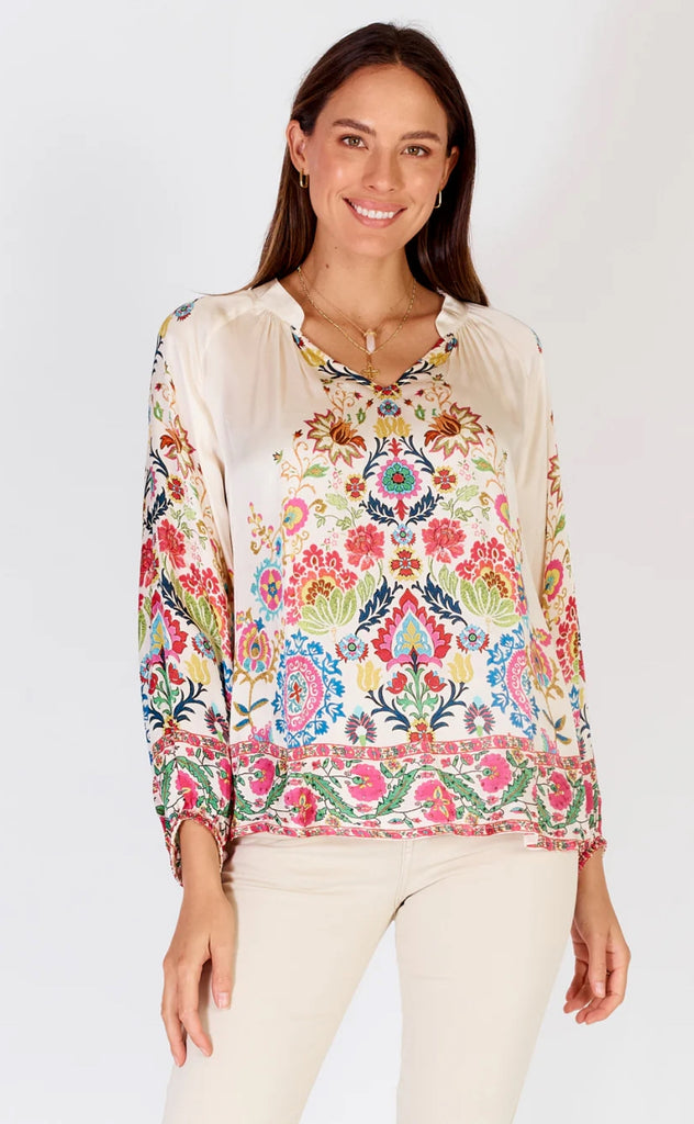 ruby yaya rubyyaya camille shirt boho cream floral top