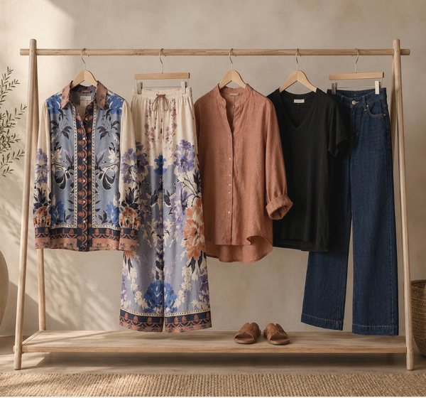 Clothing rail styled in a warm room