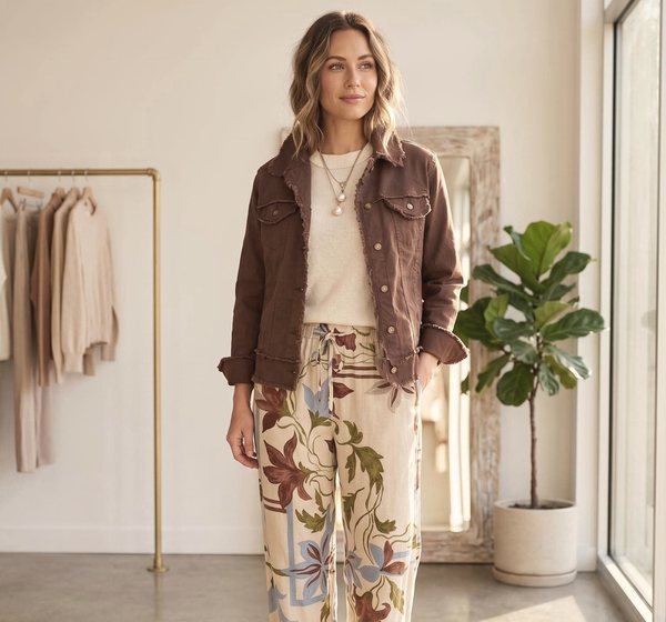 Ebby I cream knit with printed pants
