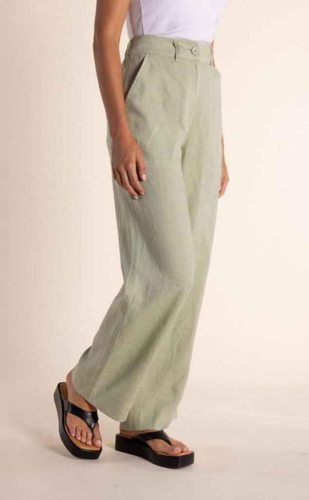 two ts linen pant wide leg soft green avocado 