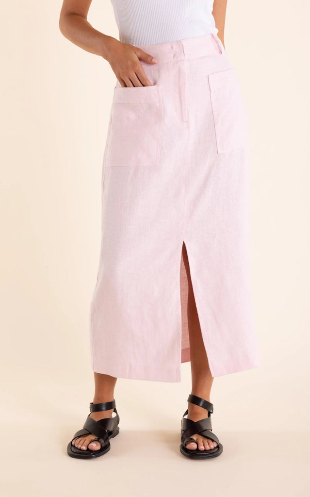 two ts linen clothing skirt midi length pink